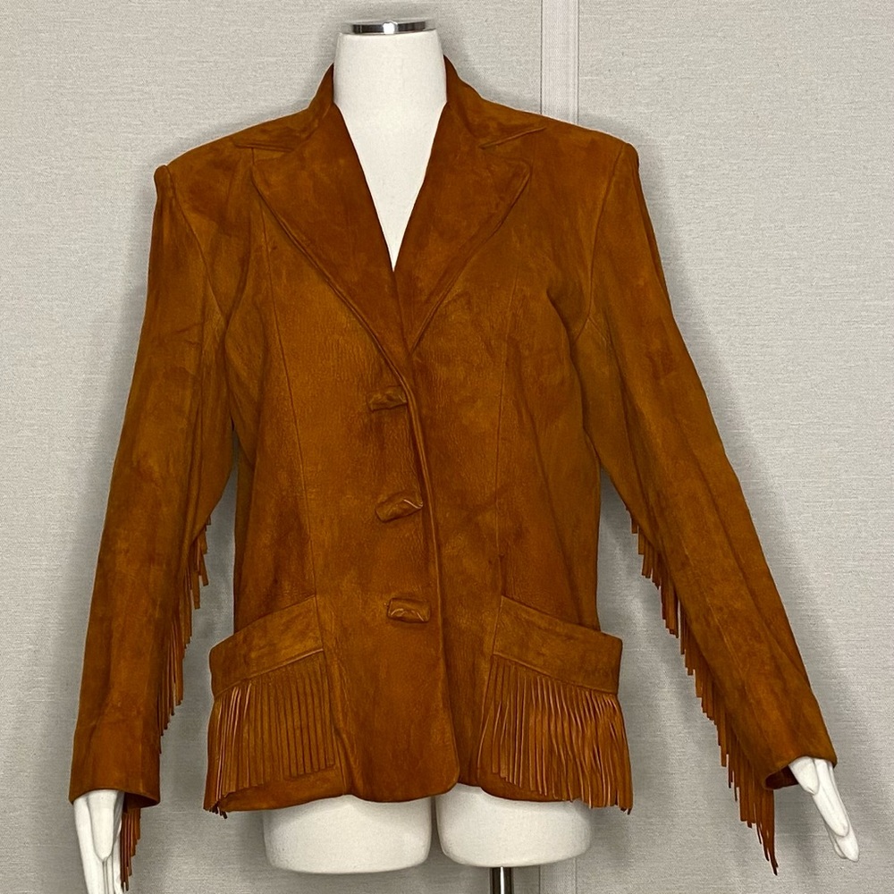 Vintage 70s suede leather fringed jacket
